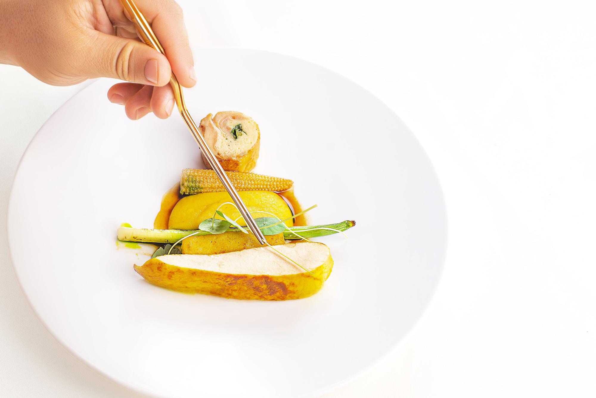 Close-up of plated seasonal dish